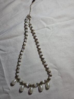 Plunder Pearl Teardrop Necklace with Gold Bead Accents